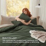 Bedsure Queen Size Comforter Set, Dark Green Soft Prewashed Bedding for All Seasons, 3 Pieces GentleSoft™ Warm Down Alternative Bed Set, 1 Lightweight Comforter (90"x90") and 2 Pillowcases (20"x26")