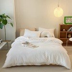CLOTHKNOW White King Size Comforter Set 3Pcs White Bedding Comforter Sets Plain White Comforter King Solid White Bed Comforter Sets White Comforter Sets King