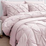 LANE LINEN Twin Comforter Set for Girls, 5 Piece Twin Size Bed in a Bag Sets, Pintuck Bedding Sets & Collections with Pink Comforter, Sheets, Pillowcases & Shams, Soft Twin Bedding Set - Sepia Rose