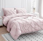 LANE LINEN Twin Comforter Set for Girls, 5 Piece Twin Size Bed in a Bag Sets, Pintuck Bedding Sets & Collections with Pink Comforter, Sheets, Pillowcases & Shams, Soft Twin Bedding Set - Sepia Rose