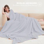 Cosy Family 4 Layer Muslin Bed Blanket - Breathable and Lightweight Gauze Boho Blanket for Spring, Soft 100% Cotton Muslin, Slate, 55x80 Inches