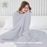 Cosy Family 4 Layer Muslin Bed Blanket - Breathable and Lightweight Gauze Boho Blanket for Spring, Soft 100% Cotton Muslin, Slate, 55x80 Inches