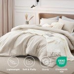 Bedsure Queen Comforter Set - Beige Soft Bedding for All Seasons, Cationic Dyed Bed Set, 3 Pieces, 1 Queen Size Comforter (90"x90") and 2 Pillow Shams (20"x26"+2")