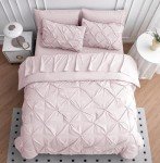 LANE LINEN Twin Comforter Set for Girls, 5 Piece Twin Size Bed in a Bag Sets, Pintuck Bedding Sets & Collections with Pink Comforter, Sheets, Pillowcases & Shams, Soft Twin Bedding Set - Sepia Rose