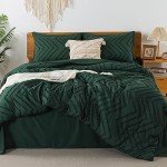 Litanika King Size Comforter Set with Sheets Dark Emerald Green - 7 Pieces Bed in a Bag King Chevron Tufted Complete Beddding Sets with Comforter, Sheets, Pillowcases & Shams