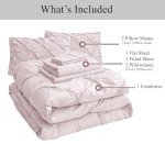 LANE LINEN Twin Comforter Set for Girls, 5 Piece Twin Size Bed in a Bag Sets, Pintuck Bedding Sets & Collections with Pink Comforter, Sheets, Pillowcases & Shams, Soft Twin Bedding Set - Sepia Rose