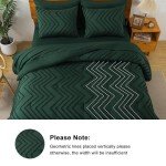 Litanika King Size Comforter Set with Sheets Dark Emerald Green - 7 Pieces Bed in a Bag King Chevron Tufted Complete Beddding Sets with Comforter, Sheets, Pillowcases & Shams