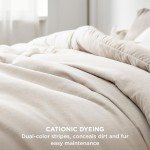 Bedsure Queen Comforter Set - Beige Soft Bedding for All Seasons, Cationic Dyed Bed Set, 3 Pieces, 1 Queen Size Comforter (90"x90") and 2 Pillow Shams (20"x26"+2")