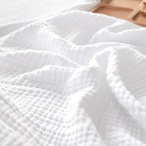 PHF 100% Cotton Muslin Blanket King Size 108" x 90", 4-Layer Lightweight and Breathable Blanket for Summer, Luxuriously Soft Gauze Bedding for Bed, Natural Minimalism Style, Ideal Gift, White