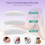 PlushHavenCloud New Adjustable Pillows Queen Size Set of 2 - Cooling Shredded Memory Foam Pillow for Sleeping 2 Pack, Bed Pillows for Side, Back, and Stomach Sleepers, Supportive, Washable Cover
