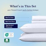 California Design Den Full Size Bed Sheets Set - Soft 400 Thread Count Sateen, Natural 100% Cotton Sheets Full Size Bed Set, Deep Pockets for a, Durable Bedding - White