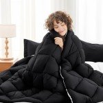 MUXHOMO 7 Pieces Queen Comforter Set, Reversible Bed in a Bag Queen Size, All Season Bedding Set with Comforter, Flat Sheet, Fitted Sheet, Pillowcases & Shams, Black & White