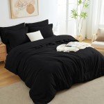 CozyLux King Comforter Set Black, 7 Pieces Bed in a Bag Soft Bedding Comforter Set with Sheets, All Season Boho 7PC Bed Sets with Comforter, Fitted Sheets, Flat Sheets, Pillow Shams and Pillowcases