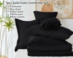 CozyLux King Comforter Set Black, 7 Pieces Bed in a Bag Soft Bedding Comforter Set with Sheets, All Season Boho 7PC Bed Sets with Comforter, Fitted Sheets, Flat Sheets, Pillow Shams and Pillowcases