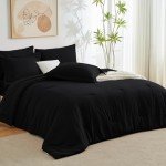 CozyLux King Comforter Set Black, 7 Pieces Bed in a Bag Soft Bedding Comforter Set with Sheets, All Season Boho 7PC Bed Sets with Comforter, Fitted Sheets, Flat Sheets, Pillow Shams and Pillowcases