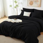 CozyLux King Comforter Set Black, 7 Pieces Bed in a Bag Soft Bedding Comforter Set with Sheets, All Season Boho 7PC Bed Sets with Comforter, Fitted Sheets, Flat Sheets, Pillow Shams and Pillowcases