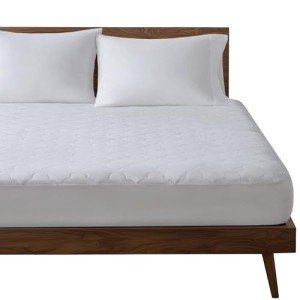 Sleep Philosophy Queen Mattress Pad, Cotton Mattress Protector Classic Cloud Quilted Bed Cover, All Natural Breathable Mattress Topper Fitted Pocket Fits Up to 16", Machine Washable, White