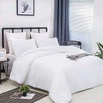 CLOTHKNOW White King Size Comforter Set 3Pcs White Bedding Comforter Sets Plain White Comforter King Solid White Bed Comforter Sets White Comforter Sets King