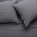 Amazon Basics 4 Piece Bed Sheet Set, 100% Cotton Jersey, Includes Super Soft, Flat and Fitted Sheets, Pillowcase, Queen, Dark Gray, Solid