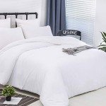 CLOTHKNOW White King Size Comforter Set 3Pcs White Bedding Comforter Sets Plain White Comforter King Solid White Bed Comforter Sets White Comforter Sets King