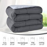 Homelike Moment Comforters Queen Size - Grey Duvet Insert Down Alternative Bed Queen Comforter, Lightweight Bedding Comforters Full Size Quilted Soft All Season Reversible Dark Gray/Light Grey