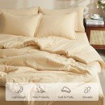 PHF 7 Pieces King Comforter Set, Lightweight Bed in A Bag & 18" Sheet Set for All Season, Ultra Soft Cozy Bedding with Comforter, Sheets, Pillowcases & Shams, Beige