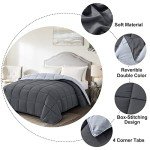 Homelike Moment Comforters Queen Size - Grey Duvet Insert Down Alternative Bed Queen Comforter, Lightweight Bedding Comforters Full Size Quilted Soft All Season Reversible Dark Gray/Light Grey