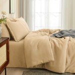 PHF 7 Pieces King Comforter Set, Lightweight Bed in A Bag & 18" Sheet Set for All Season, Ultra Soft Cozy Bedding with Comforter, Sheets, Pillowcases & Shams, Beige