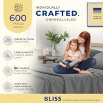 THREAD SPREAD 100% Egyptian Cotton Sheets Full Size - 600 Thread Count Sheets 4 PC 16" Deep Pocket Full Size Sheets Set, High Thread Count Soft Cooling Sateen Weave Hotel Luxury Sheets Set - Dark Grey