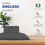 THREAD SPREAD 100% Egyptian Cotton Sheets Full Size - 600 Thread Count Sheets 4 PC 16" Deep Pocket Full Size Sheets Set, High Thread Count Soft Cooling Sateen Weave Hotel Luxury Sheets Set - Dark Grey