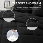 Love's cabin Twin Comforter Set Black, 5 Pieces Twin Bed in a Bag, All Season Twin Bedding Sets with 1 Comforter, 1 Flat Sheet, 1 Fitted Sheet, 1 Pillowcase and 1 Pillow Sham