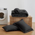 Love's cabin Twin Comforter Set Black, 5 Pieces Twin Bed in a Bag, All Season Twin Bedding Sets with 1 Comforter, 1 Flat Sheet, 1 Fitted Sheet, 1 Pillowcase and 1 Pillow Sham