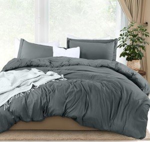 Utopia Bedding Duvet Cover Queen Size - 1 Comforter Cover with 2 Pillow Shams - 3 Pieces Bedding Duvet Cover with Zipper Closure - Soft Brushed Microfiber, 90 X 90 Inches (Grey)