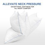 zibroges Goose Feather Pillows Queen Size Pack of 2 - Down Hotel Bed Pillows for Sleeping, Soft 600 Thread Count Cotton Cover, Fluffy Support Surround Fill Polyester for Side, Back, Stomach Sleepers