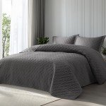 Bedsure Quilts Queen Size - Lightweight Bedspreads Queen Size with Basket Weave Pattern, Soft Quilt Bedding Set, Grey Comforter Set Coverlet for All Seasons with 2 Pillow Shams