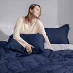 Basic Beyond Queen Comforter Set - Navy Blue Comforter Set Queen Size, Reversible Bed Comforter Queen Set for All Seasons, Navy/Grey, 1 Comforter (88"x92") and 2 Pillow Shams (20"x26"+2")