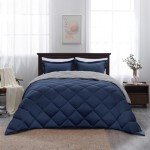 Basic Beyond Queen Comforter Set - Navy Blue Comforter Set Queen Size, Reversible Bed Comforter Queen Set for All Seasons, Navy/Grey, 1 Comforter (88"x92") and 2 Pillow Shams (20"x26"+2")