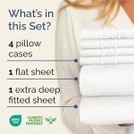 Extra Deep King Sheet Set - 6 Piece Breathable & Cooling Sheets - Hotel Luxury Bedding Set w/18-24 Inch Extra Deep Pockets - Easy Fit - Super Soft, Wrinkle Free and Comfy - Antique White, King Size