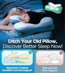 Osteo Enjoy Pain Relief Sleeping Cervical Neck Pillow, Ergonomic Contour Zoned Fits Side Sleeper, Non-Temperature Affected Memory Foam Pillows, Q-max Cooling Pillow Support Back Stomach Sleepers