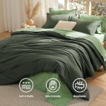 Bedsure Bed in a Bag Queen Size 7 Pieces - 100% Cotton Sheet and Polyester Bedding Comforter Sets, Soft Olive Green Bed Set with Down Alternative Comforter, Cotton Sheets, Pillowcases & Shams