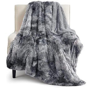Bedsure Fluffy Throw Blanket Gifts for Women Men, Soft Fleece Sherpa Cozy Fuzzy Plush Warm Minky Thick Faux Fur Throw for Couch, Bed, Home Living Room Decor Spring Blanket Gifts for Mom Dad, Grey
