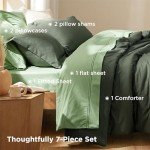 Bedsure Bed in a Bag Queen Size 7 Pieces - 100% Cotton Sheet and Polyester Bedding Comforter Sets, Soft Olive Green Bed Set with Down Alternative Comforter, Cotton Sheets, Pillowcases & Shams