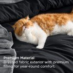 Bedsure King Comforter Set Black, 8 Pieces Prewashed King Size Bed in a Bag with Soft Fleece Bed Blanket, Down Alternative Bedding Set for All Seasons, Sheets, Pillowcases & Shams