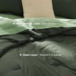Bedsure Bed in a Bag Queen Size 7 Pieces - 100% Cotton Sheet and Polyester Bedding Comforter Sets, Soft Olive Green Bed Set with Down Alternative Comforter, Cotton Sheets, Pillowcases & Shams