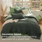 Bedsure Bed in a Bag Queen Size 7 Pieces - 100% Cotton Sheet and Polyester Bedding Comforter Sets, Soft Olive Green Bed Set with Down Alternative Comforter, Cotton Sheets, Pillowcases & Shams