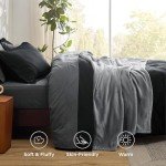 Bedsure King Comforter Set Black, 8 Pieces Prewashed King Size Bed in a Bag with Soft Fleece Bed Blanket, Down Alternative Bedding Set for All Seasons, Sheets, Pillowcases & Shams