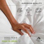 Linen Home 100% Cotton Percale Sheets King Size, White, Deep Pocket, 4 Pieces Set - 1 Flat, 1 Deep Pocket Fitted Sheet and 2 Pillowcases, Crisp Cool and Strong Bed Linen