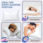 zibroges Goose Feather Pillows Queen Size Pack of 2 - Down Hotel Bed Pillows for Sleeping, Soft 600 Thread Count Cotton Cover, Fluffy Support Surround Fill Polyester for Side, Back, Stomach Sleepers
