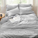 Bedsure Full Comforter Set 7 Pieces, Grey Striped Bedding Set for Full Size Bed Reversible, Cationic Dyeing Bed in a Bag with Comforter, Sheets, Pillowcases & Shams