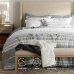 Bedsure Full Comforter Set 7 Pieces, Grey Striped Bedding Set for Full Size Bed Reversible, Cationic Dyeing Bed in a Bag with Comforter, Sheets, Pillowcases & Shams